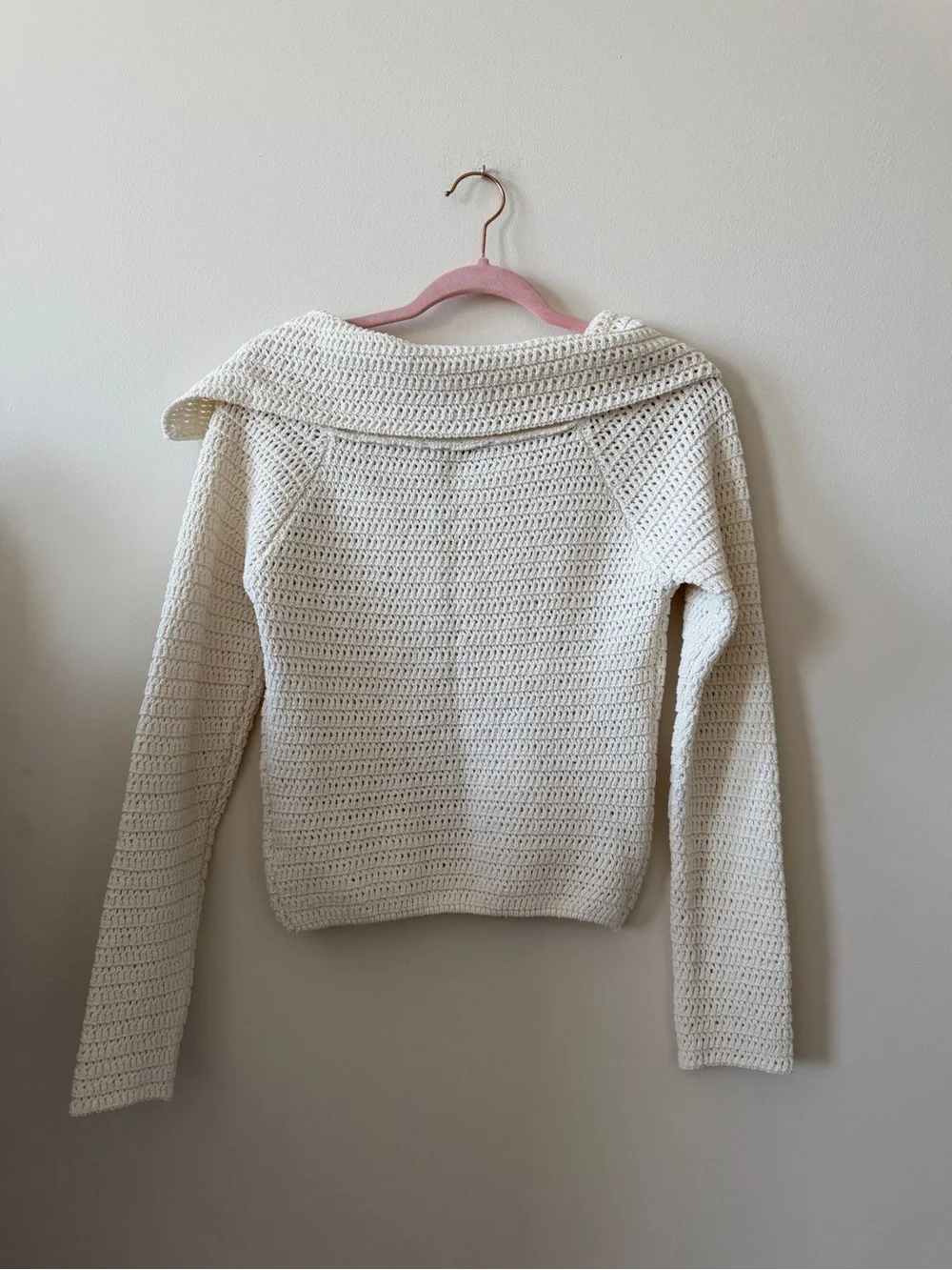 NWT Zara Cream Crocheted Off the Shoulder Button-Front Cardigan Sweater - Picture 8 of 8